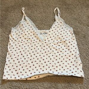 Brandy Melville Cream Fitted Crop Camisole